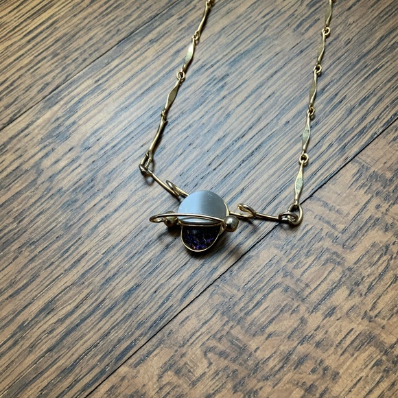 CHRISTOPHE POLY Abstract Dynamic Gold Necklace Hand Made Montreal Jewellery - Picture 15 of 16